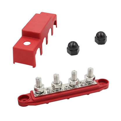 RV Ship High Current Power Distribution Terminal Block with Cover, Black M8 Stud, Red M8 Stud, Black M10 Stud, Red M10 Stud, 1 Pair Black & Red M8 Stud, 1 Pair Black & Red M10 Stud