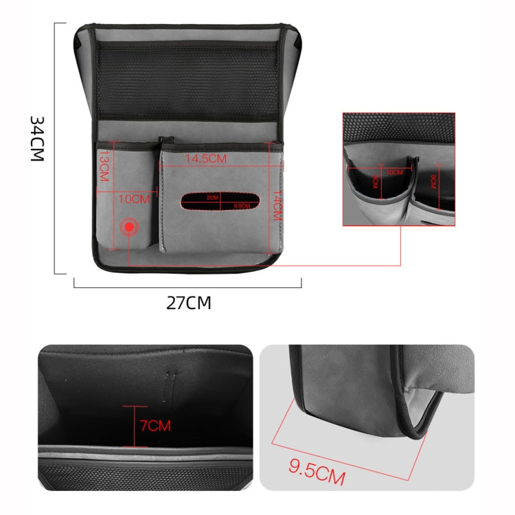 2 PCS Car Center Console Hanging Bag Sheepskin Leather Storage Bag