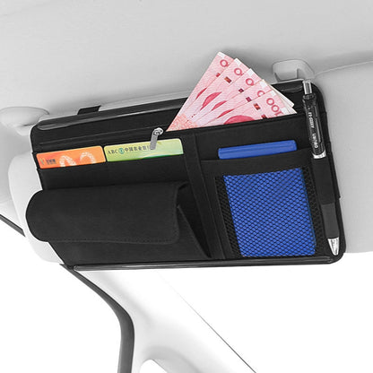 2 PCS Car Sun Viso Sheepskin Leather Storage Bag