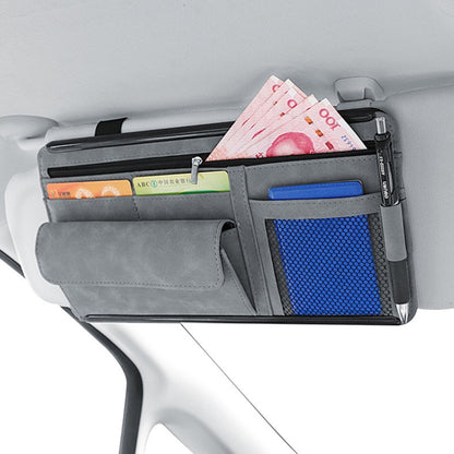 2 PCS Car Sun Viso Sheepskin Leather Storage Bag