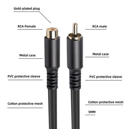 3709MF RCA Male to Female Audio & Video Extension Cable, 1.8m, 3m, 6m