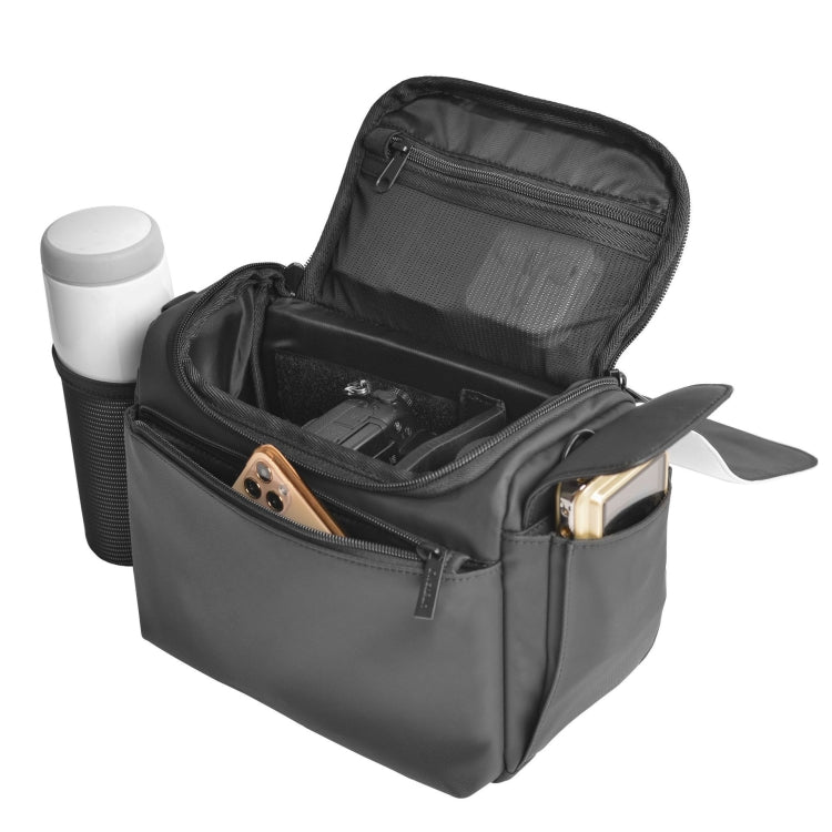 CADeN D73 Camera Sling Bag Water-resistant Shockproof Camera Handbag, 23.5 x 14 x 19cm Black White, 28 x 15 x 20cm Black
