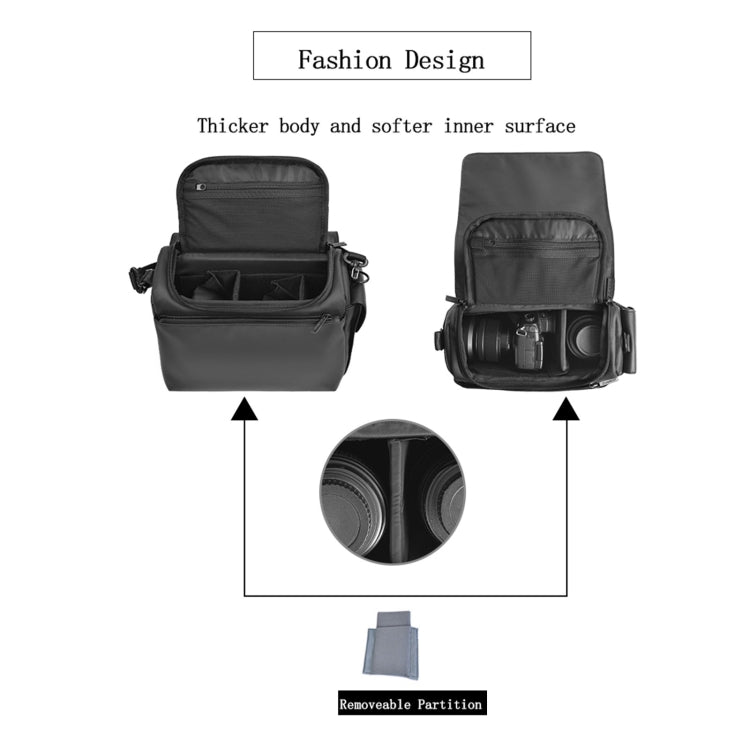 CADeN D73 Camera Sling Bag Water-resistant Shockproof Camera Handbag, 23.5 x 14 x 19cm Black White, 28 x 15 x 20cm Black
