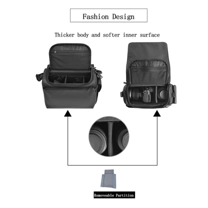 CADeN D73 Camera Sling Bag Water-resistant Shockproof Camera Handbag, 23.5 x 14 x 19cm Black White, 28 x 15 x 20cm Black