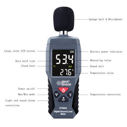 SmartSensor dB Decibel Detector Audio Tester, ST9604, AS804