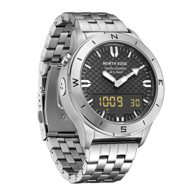 NORTH EDGE Snow-Leopard Outdoor Waterproof Men Multifunction Stainless Steel Strap Smart Watch, Snow-Leopard