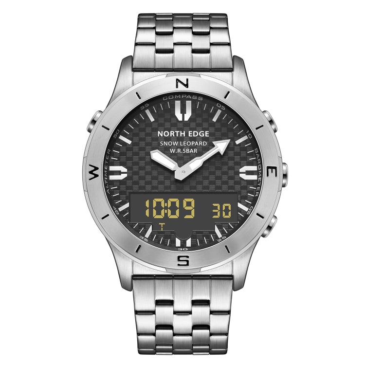 NORTH EDGE Snow-Leopard Outdoor Waterproof Men Multifunction Stainless Steel Strap Smart Watch, Snow-Leopard