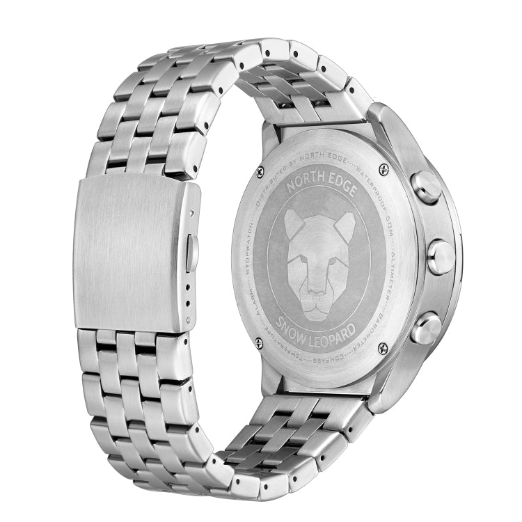 NORTH EDGE Snow-Leopard Outdoor Waterproof Men Multifunction Stainless Steel Strap Smart Watch, Snow-Leopard