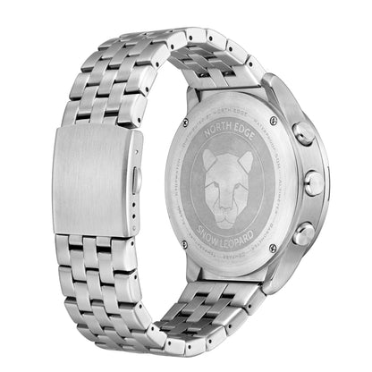 NORTH EDGE Snow-Leopard Outdoor Waterproof Men Multifunction Stainless Steel Strap Smart Watch, Snow-Leopard