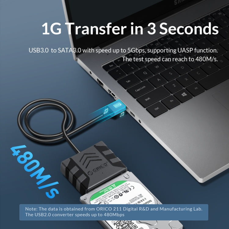 ORICO UTS1 Type-C / USB-C USB 3.0 2.5-inch SATA HDD Adapter with Silicone Case, 0.3m, 0.5m, 1m