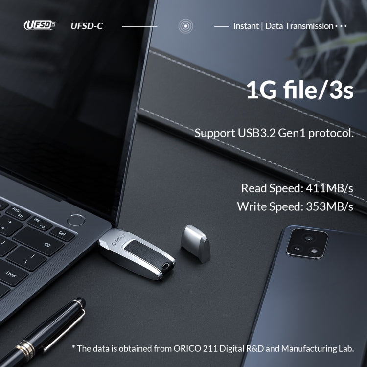 ORICO UFS Flash Drive, Read: 411MB/s, Write: 350MB/s, 64GB USB-A, 64GB Type-C, 128GB USB-A, 128GB Type-C, 256GB USB-A, 256GB Type-C, 512GB USB-A, 512GB Type-C