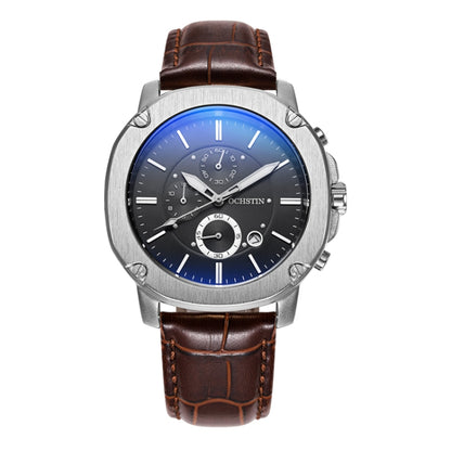 Ochstin 5039C Multifunctional Business Men Watch Luminous Waterproof Leather Quartz Watch