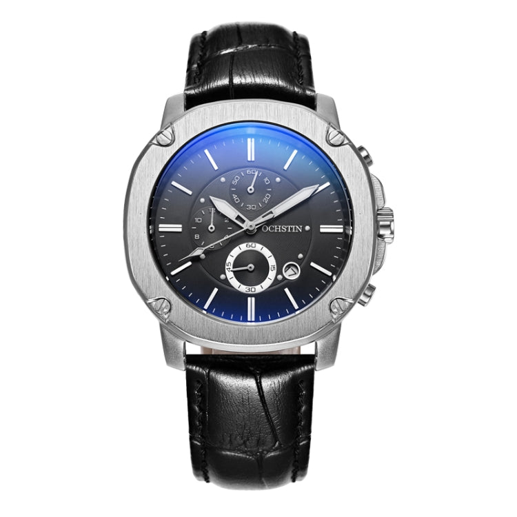 Ochstin 5039C Multifunctional Business Men Watch Luminous Waterproof Leather Quartz Watch