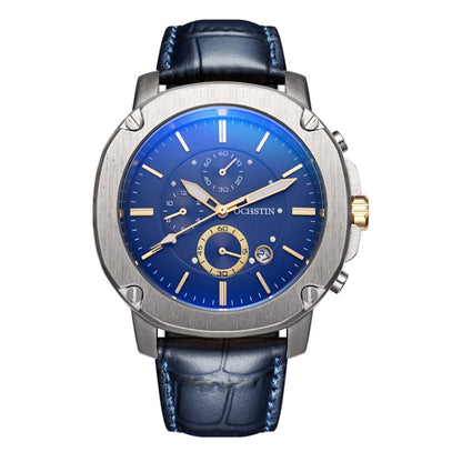 Ochstin 5039C Multifunctional Business Men Watch Luminous Waterproof Leather Quartz Watch