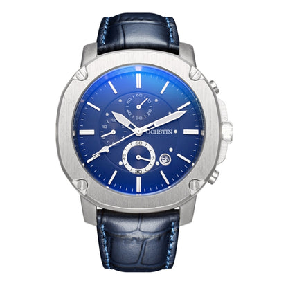 Ochstin 5039C Multifunctional Business Men Watch Luminous Waterproof Leather Quartz Watch