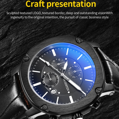 Ochstin 5039C Multifunctional Business Men Watch Luminous Waterproof Leather Quartz Watch