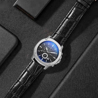 Ochstin 5039C Multifunctional Business Men Watch Luminous Waterproof Leather Quartz Watch