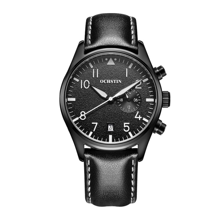 Ochstin 5043C Multifunctional Business Waterproof Leather Strap Quartz Watch