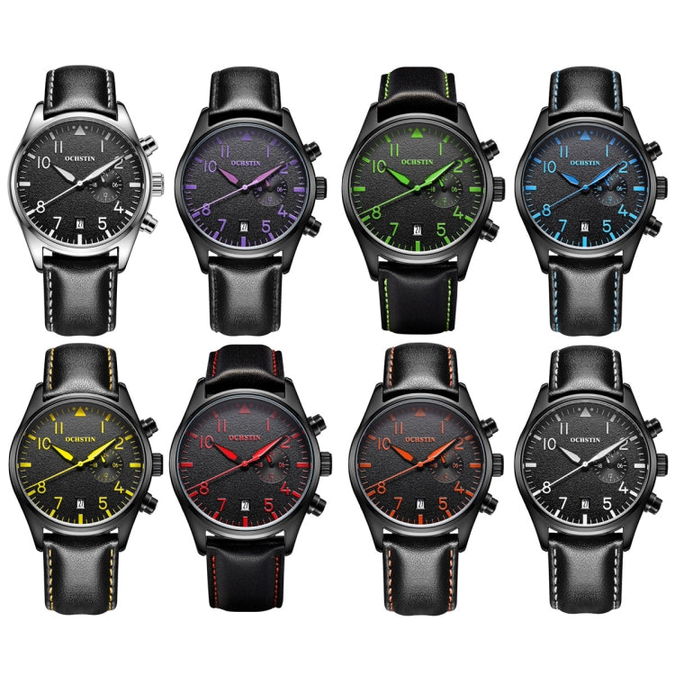 Ochstin 5043C Multifunctional Business Waterproof Leather Strap Quartz Watch