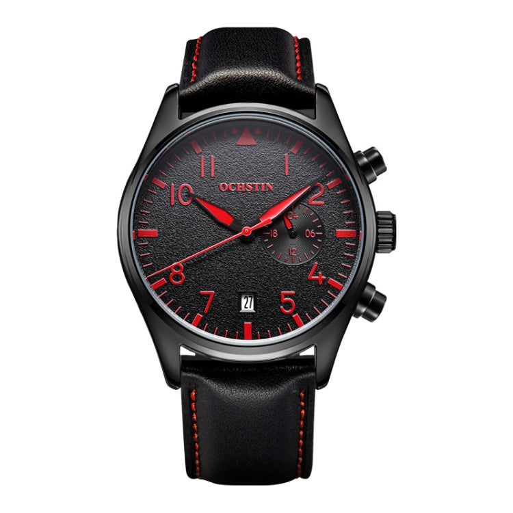 Ochstin 5043C Multifunctional Business Waterproof Leather Strap Quartz Watch