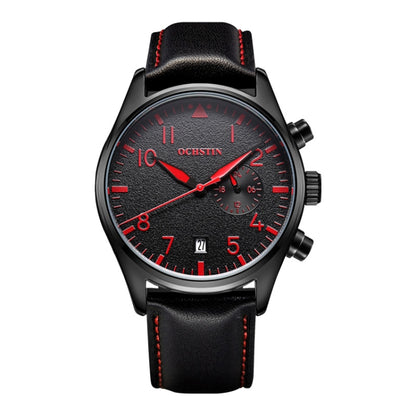 Ochstin 5043C Multifunctional Business Waterproof Leather Strap Quartz Watch