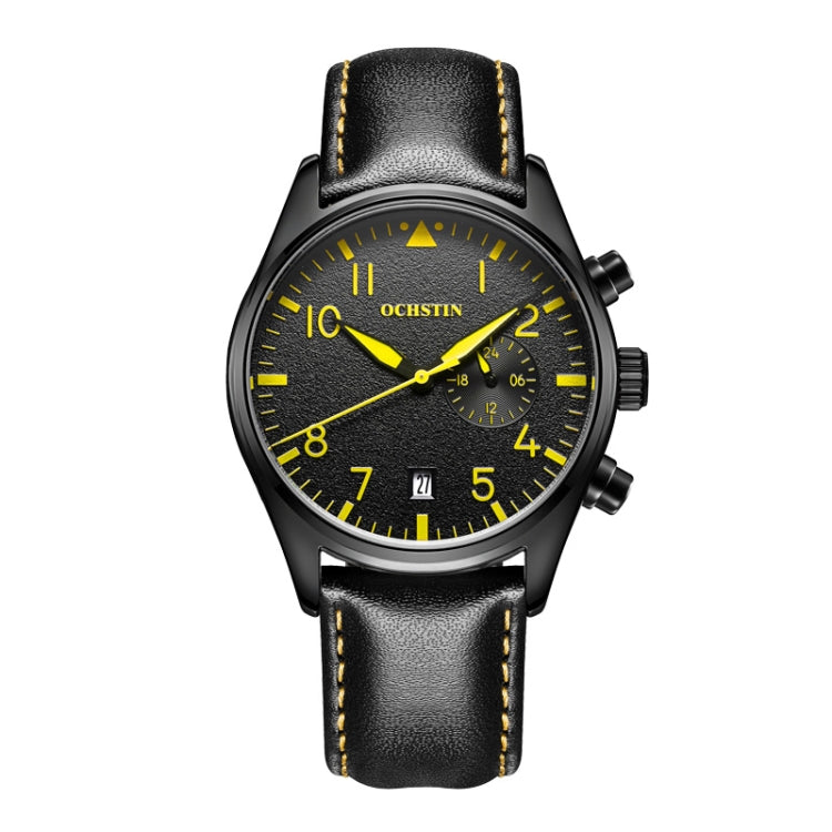 Ochstin 5043C Multifunctional Business Waterproof Leather Strap Quartz Watch