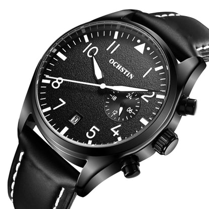 Ochstin 5043C Multifunctional Business Waterproof Leather Strap Quartz Watch