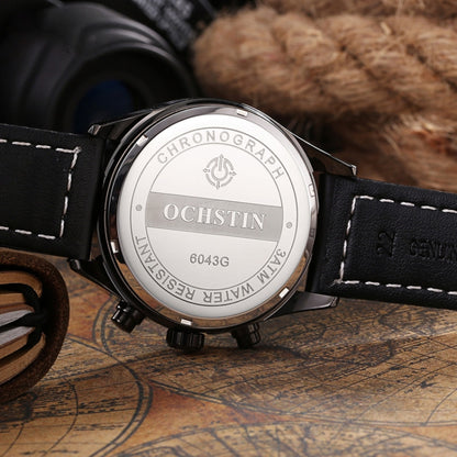 Ochstin 5043C Multifunctional Business Waterproof Leather Strap Quartz Watch