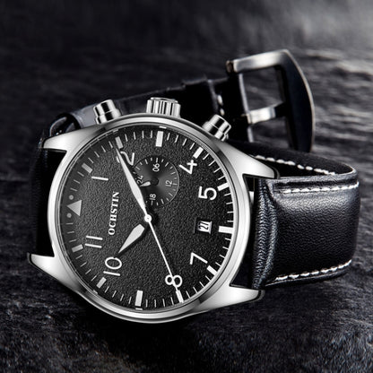 Ochstin 5043C Multifunctional Business Waterproof Leather Strap Quartz Watch