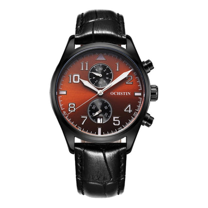 Ochstin 5043G Multifunctional Waterproof Leather Strap Quartz Watch