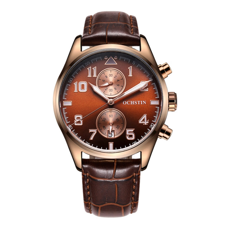 Ochstin 5043G Multifunctional Waterproof Leather Strap Quartz Watch
