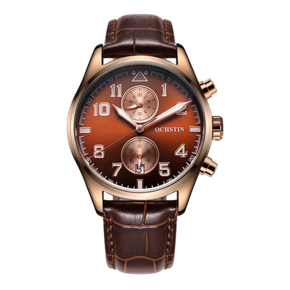 Ochstin 5043G Multifunctional Waterproof Leather Strap Quartz Watch