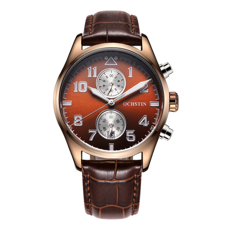 Ochstin 5043G Multifunctional Waterproof Leather Strap Quartz Watch