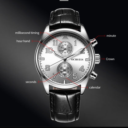 Ochstin 5043G Multifunctional Waterproof Leather Strap Quartz Watch