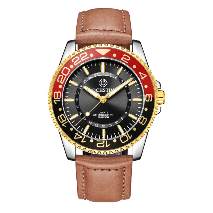 Ochstin 5019G Fashion Business Waterproof Leather Strap Quartz Watch