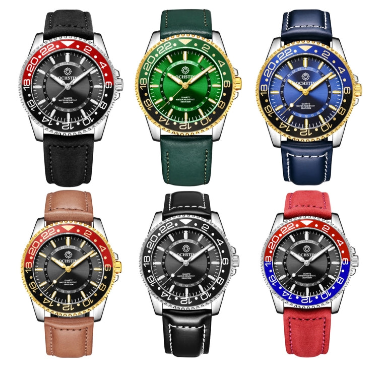 Ochstin 5019G Fashion Business Waterproof Leather Strap Quartz Watch