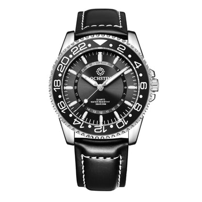 Ochstin 5019G Fashion Business Waterproof Leather Strap Quartz Watch