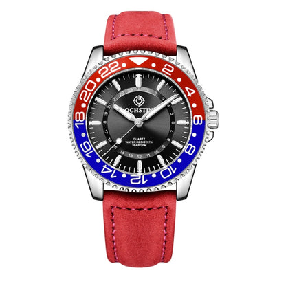 Ochstin 5019G Fashion Business Waterproof Leather Strap Quartz Watch