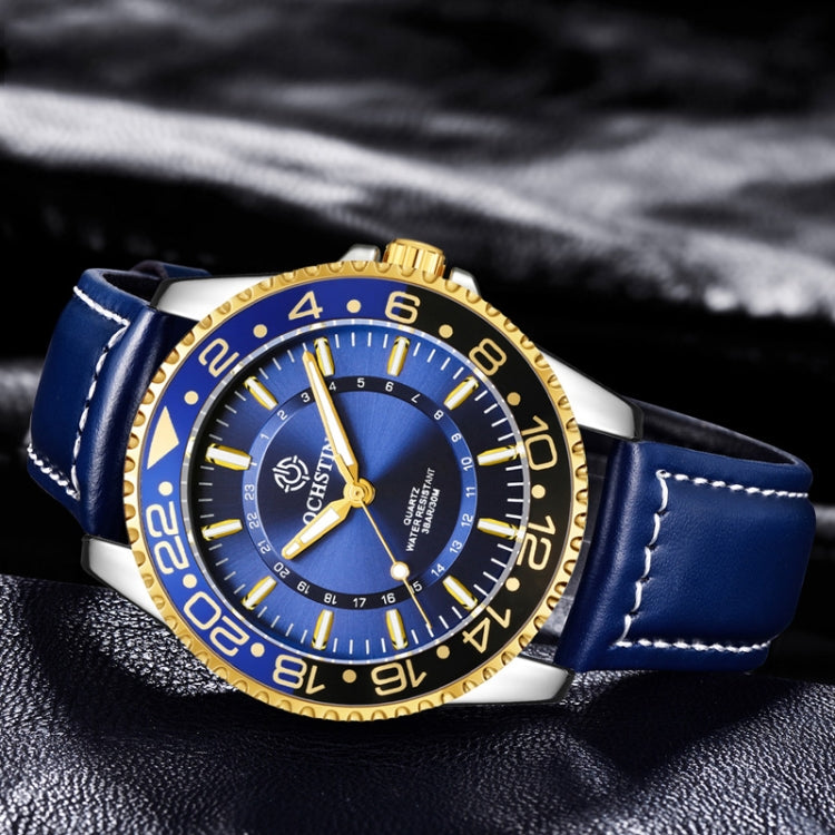 Ochstin 5019G Fashion Business Waterproof Leather Strap Quartz Watch