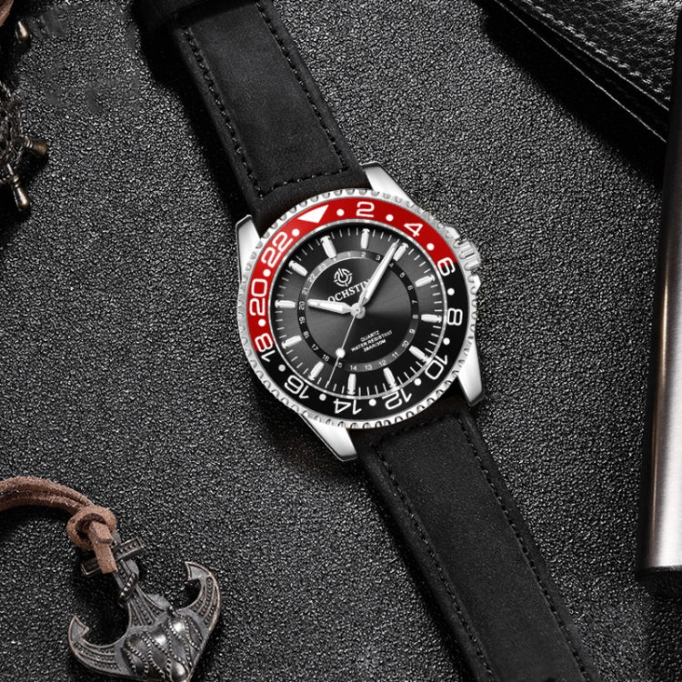 Ochstin 5019G Fashion Business Waterproof Leather Strap Quartz Watch