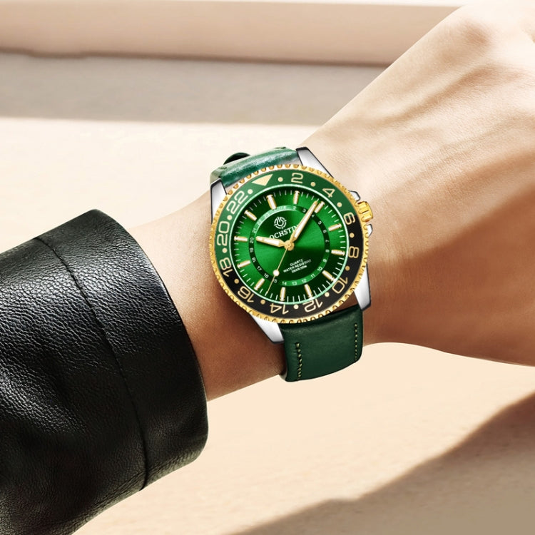 Ochstin 5019G Fashion Business Waterproof Leather Strap Quartz Watch