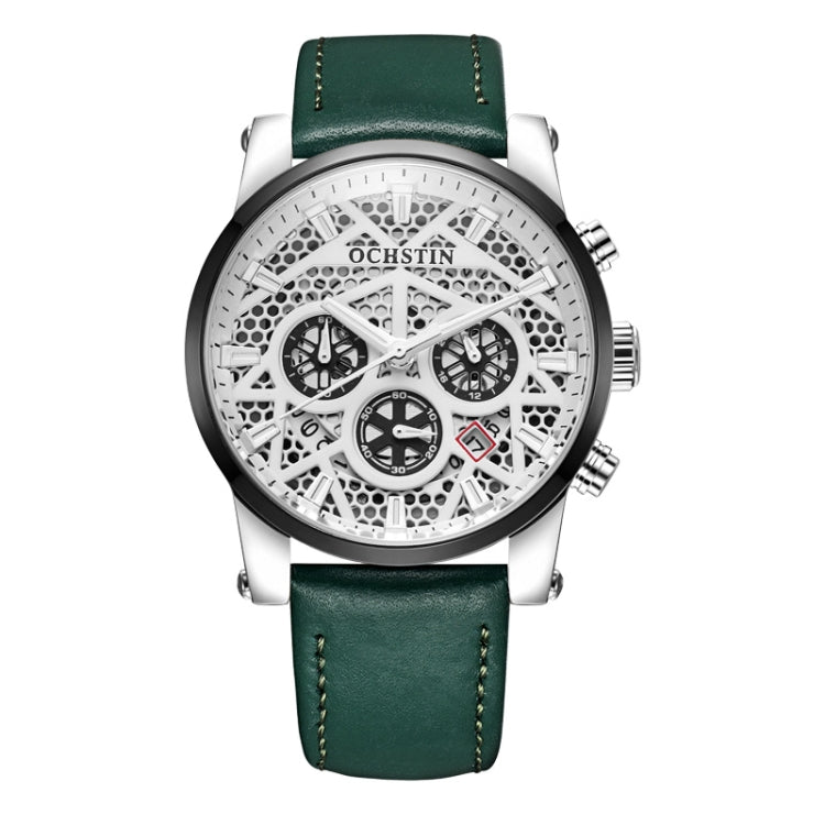 Ochstin 5052B Multifunctional Business Waterproof Leather Strap Quartz Watch