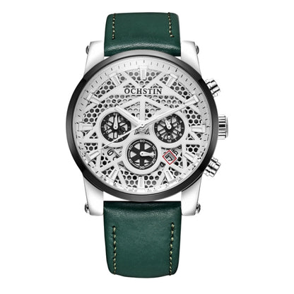 Ochstin 5052B Multifunctional Business Waterproof Leather Strap Quartz Watch