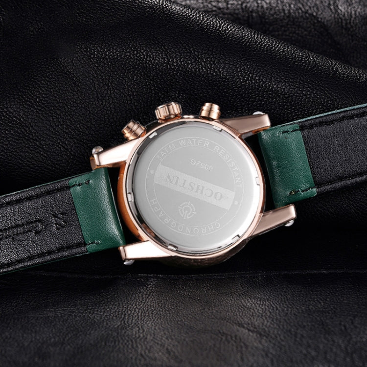 Ochstin 5052B Multifunctional Business Waterproof Leather Strap Quartz Watch