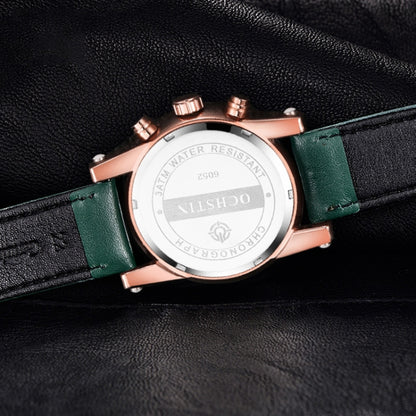Ochstin 5111B Multifunctional Business Waterproof Luminous Leather Strap Quartz Watch