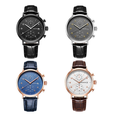 Ochstin 5076D Multifunctional Business Leather Waterproof Luminous Quartz Watch