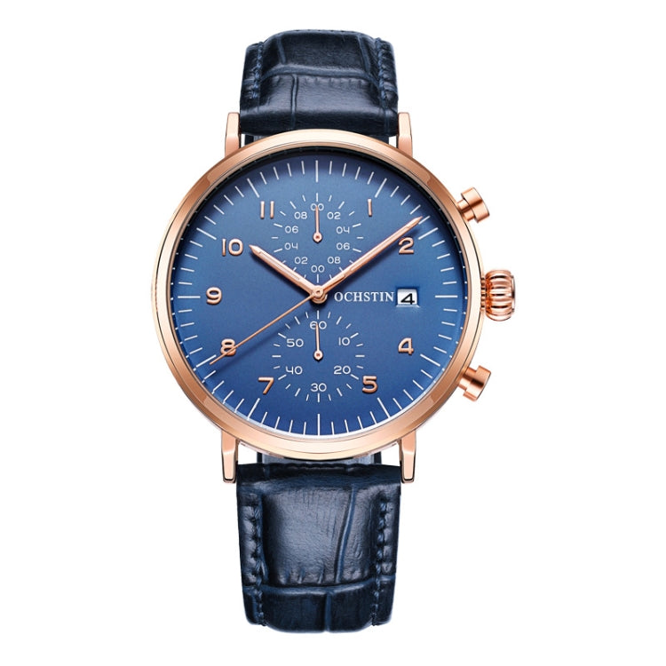 Ochstin 5076D Multifunctional Business Leather Waterproof Luminous Quartz Watch