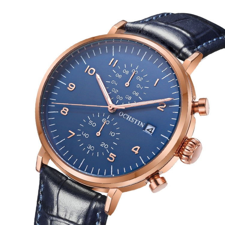 Ochstin 5076D Multifunctional Business Leather Waterproof Luminous Quartz Watch