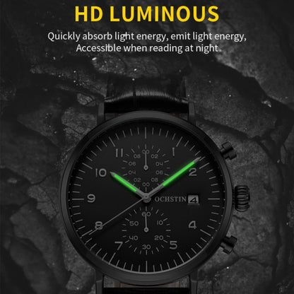 Ochstin 5076D Multifunctional Business Leather Waterproof Luminous Quartz Watch