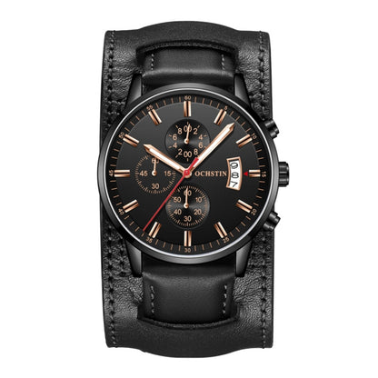 Ochstin 7266 Multifunctional Leather Wrist Wrist Waterproof Luminous Quartz Watch